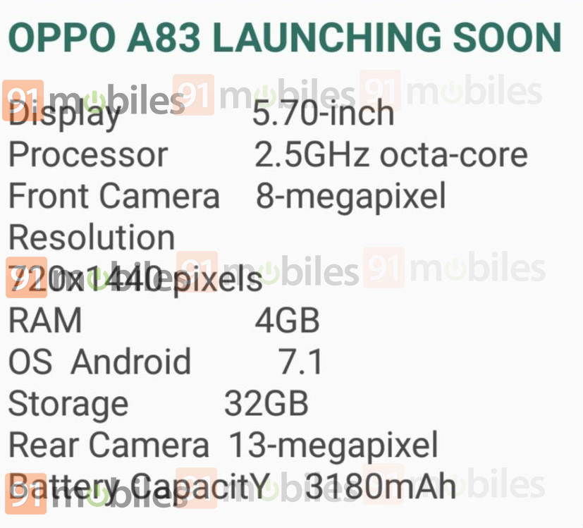 oppo a83 launching in india next week