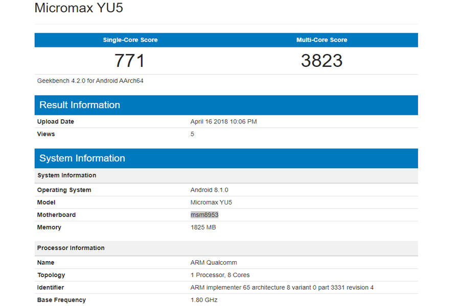MICROMAX YU5 LIST