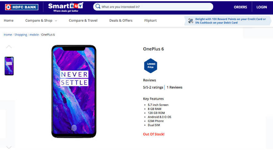 oneplus 6 hdfc