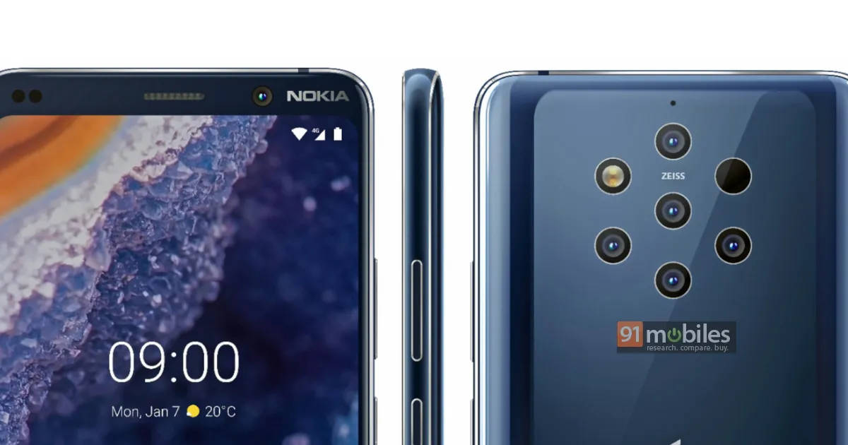 nokia 9 pureview official render image five rear camera in hindi