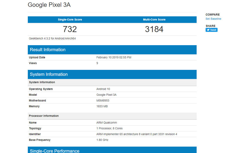 google pixel 3a listed on geekbench with 2gb ram specification feature in hindi