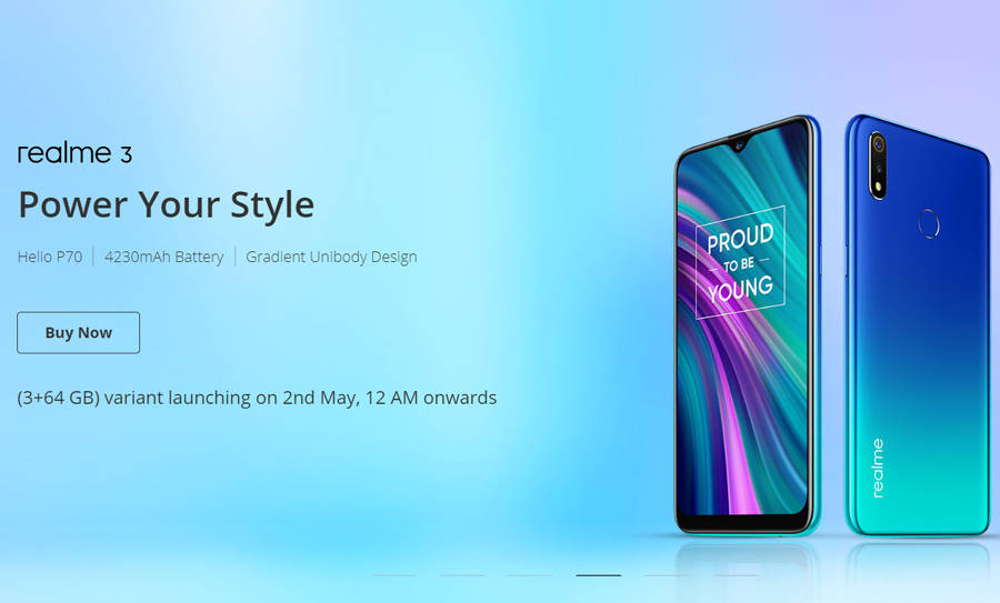 Realme 3 3gb ram 64gb storage variant sale from 2 may