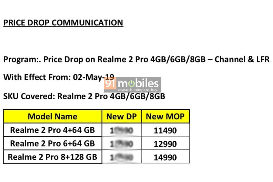 realme 2 pro price cut india feature specifications realme 3 pro