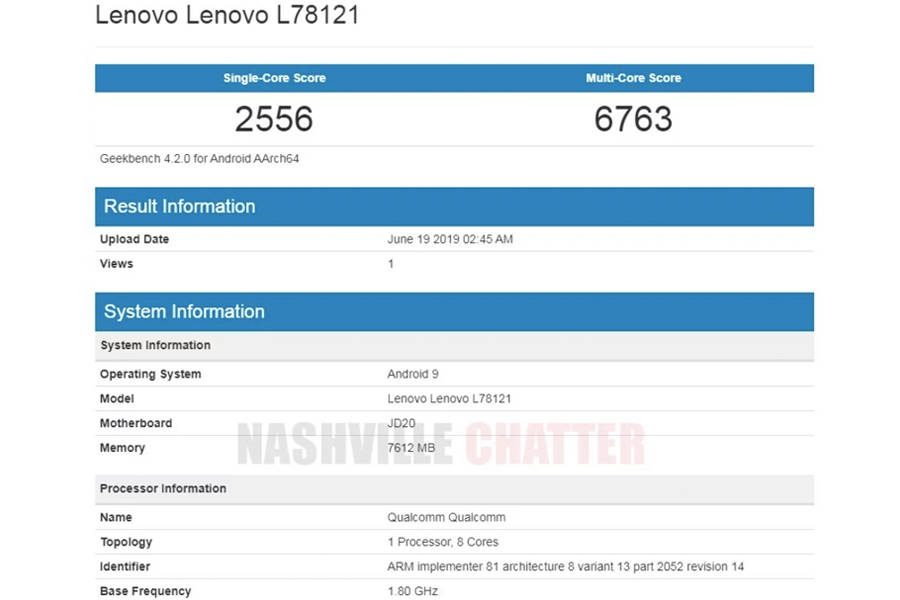 Lenovo Z6 listed on geekbench 8gb ram Lenovo L78121 specs leaked