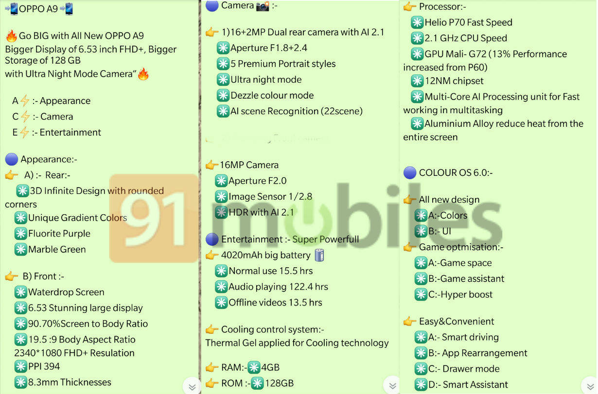 oppo a9 india launch price 15990 specifications exclusive