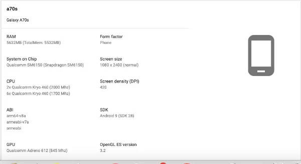 samsung-galaxy-a70s-google-console