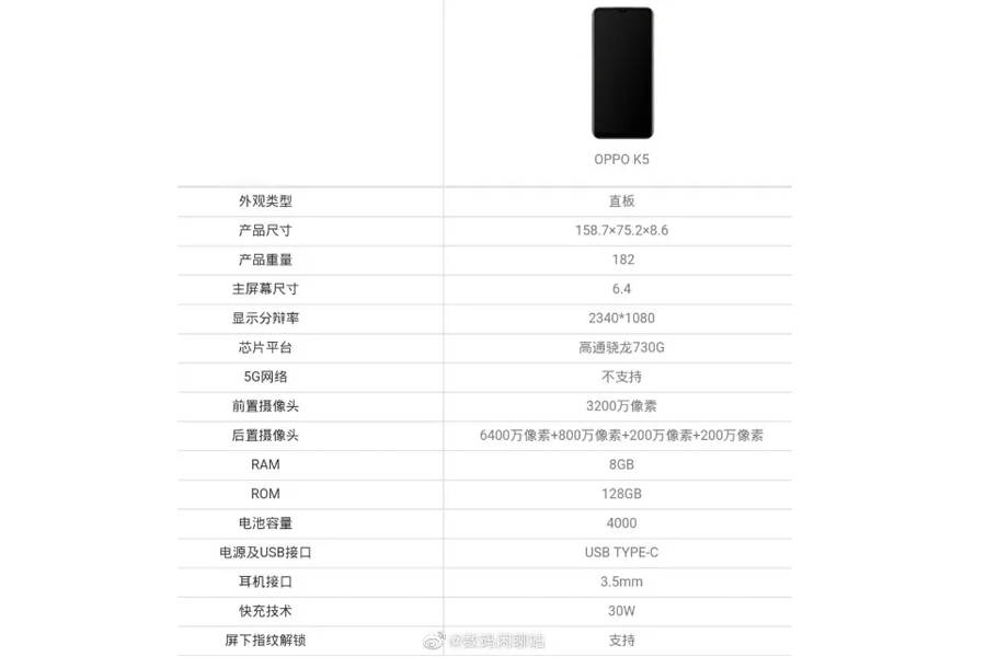 OPPO K5 specifications leaked 64 mp quad rear camera 8 gb ram tenaa