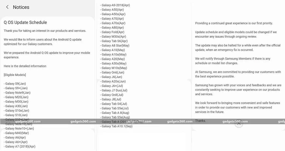 samsung india roadmap for android 10 os update in galaxy smartphones in 2020 know full list
