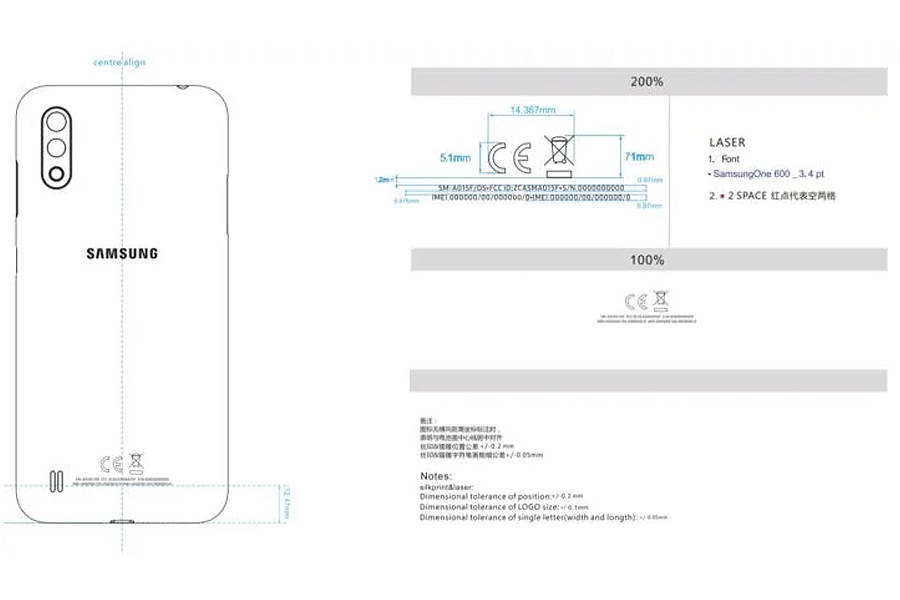 Samsung Galaxy A01 SM-A015F fcc listing dual rear camera android 10 2gb ram specs revealed