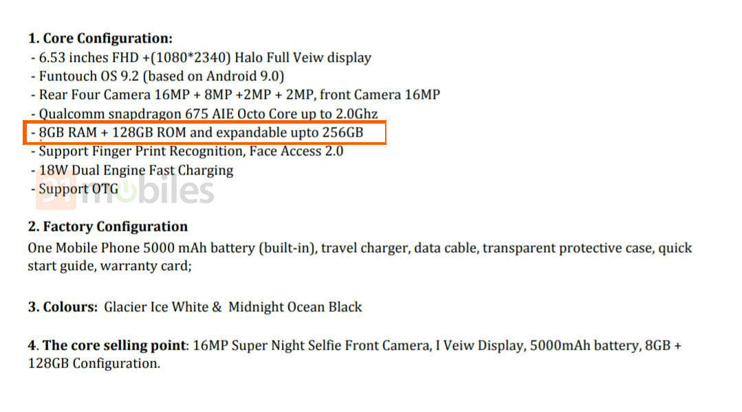 vivo-u20-specifications