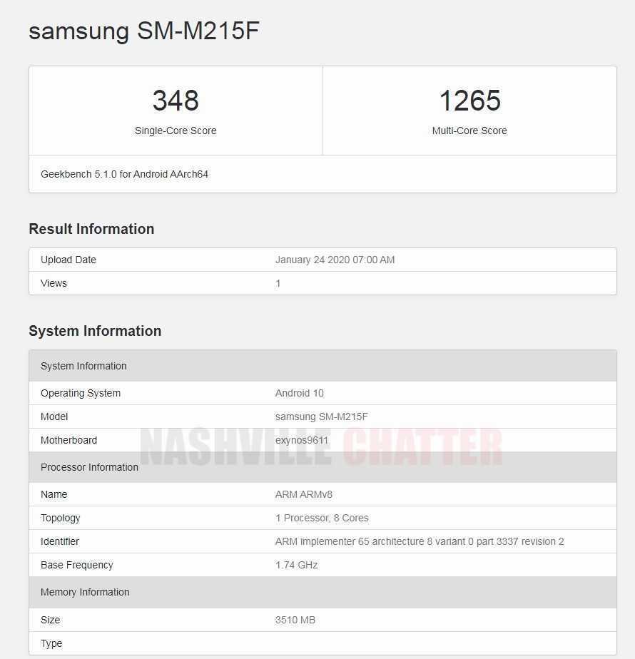 Samsung Galaxy M21 listed on geekbench with 4gb ram android 10 specs leaked SM-M215F