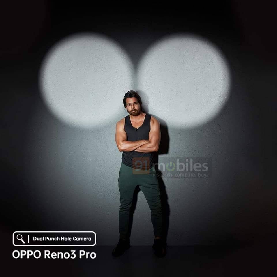 OPPO Reno 3 Pro dual punch hole selfie camera poster leaked