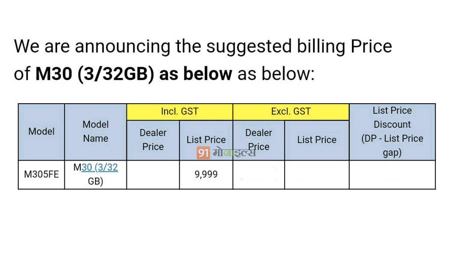 Samsung Galaxy M30 available for sale in offline retail stores specs price offer