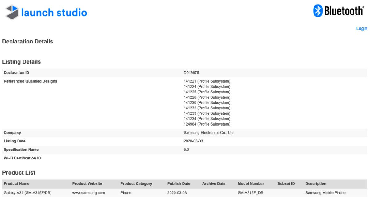 samsung-galaxy-a31-bluetooth-certification