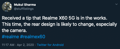 Realme X60 5G in the works to launching soon with quad camera qualcomm chipset