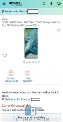 oppo find x2 12gb ram 256gb storage variant spotted on amazon india price rs 69999 hint
