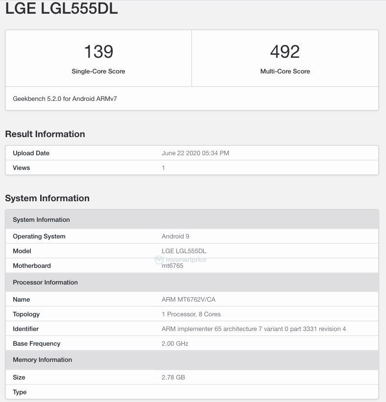 LG LGL555DL listed on geekbench with 3gb ram specs leaked