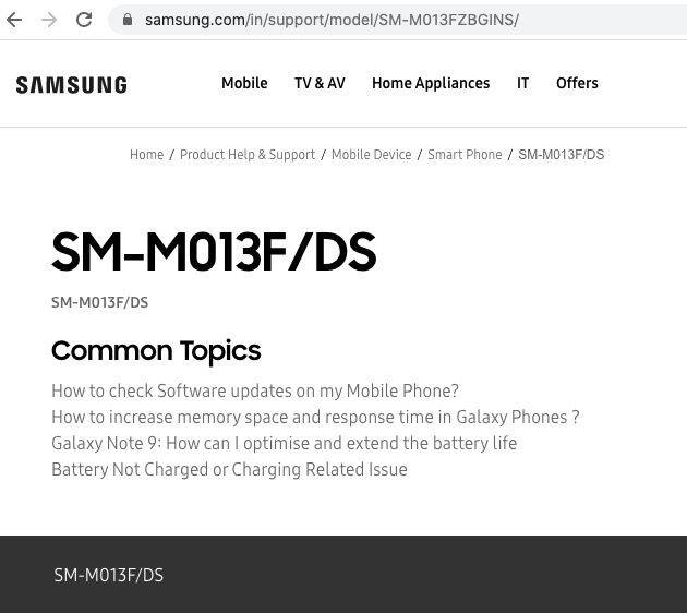 Samsung Galaxy M01 Core support page goes live in india website launch soon