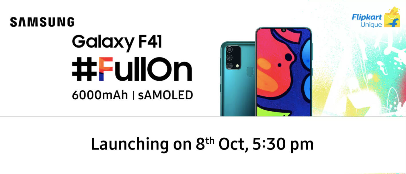 Samsung Galaxy F41 to launch on 8 october with 6000 mah battery Samoled display