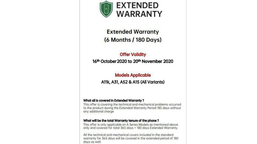 Samsung offering free 6 months extra smartphone warranty india