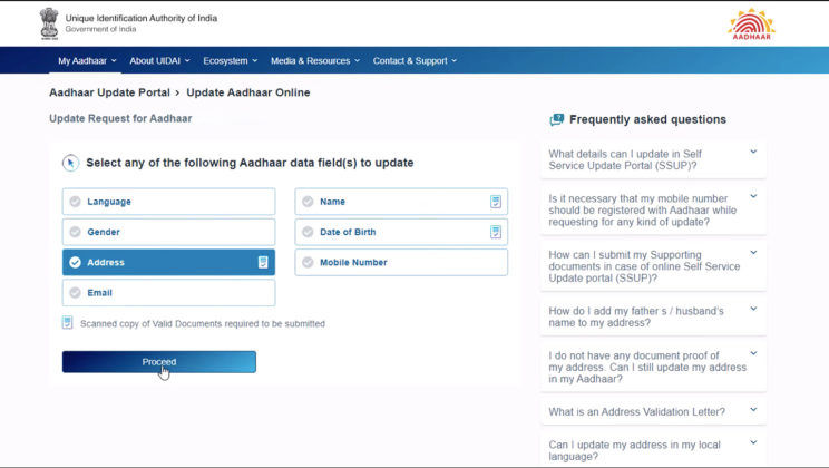 know how to update name Address and details in Aadhar Card Online
