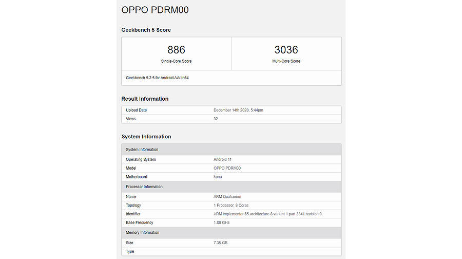 oppo reno 5 pro plus 5g smartphone listed on geekbench