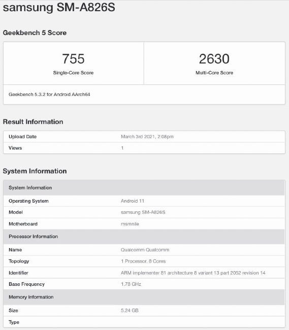 Samsung Galaxy A82 5G phone specs leaked
