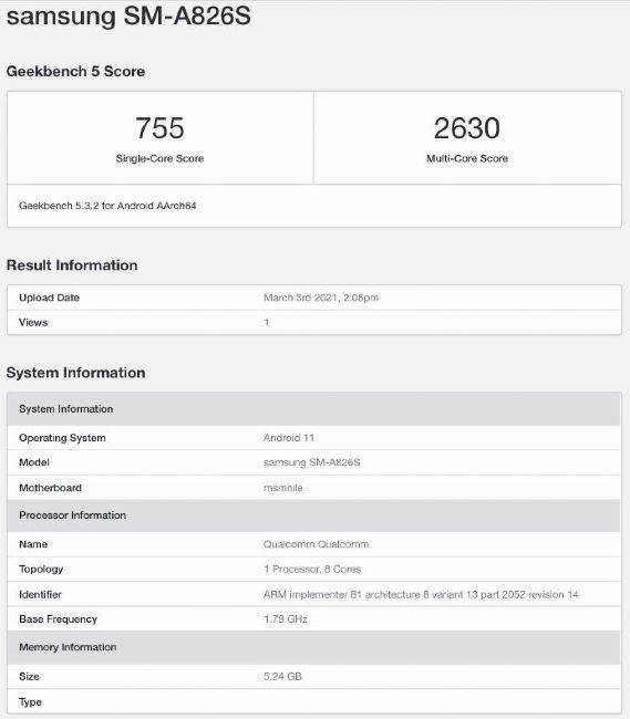 Samsung Galaxy A82 5G phone specs leaked