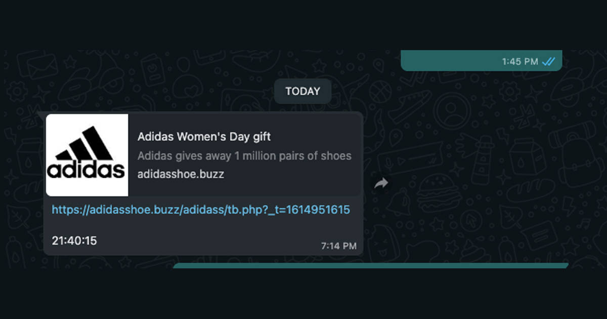 international-womens-day-whatsapp-scam-message-free-adidas-shoes