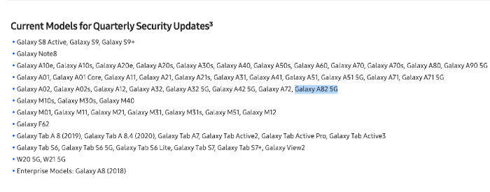 samsung galaxy a82 update tracking