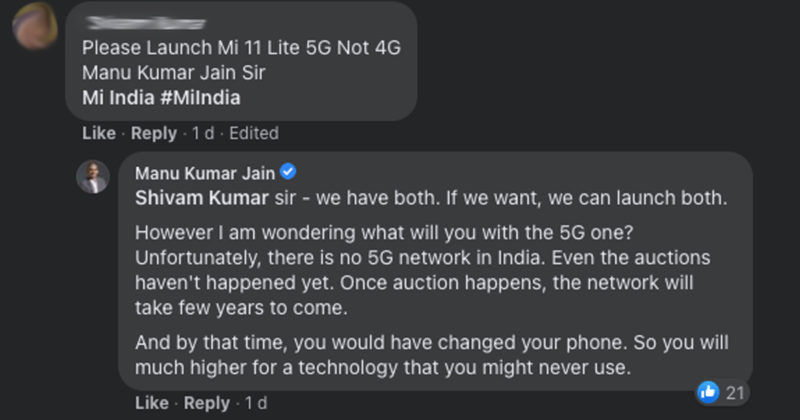Xiaomi Not Launching 5G Phone in India Mi 11 Lite 4G