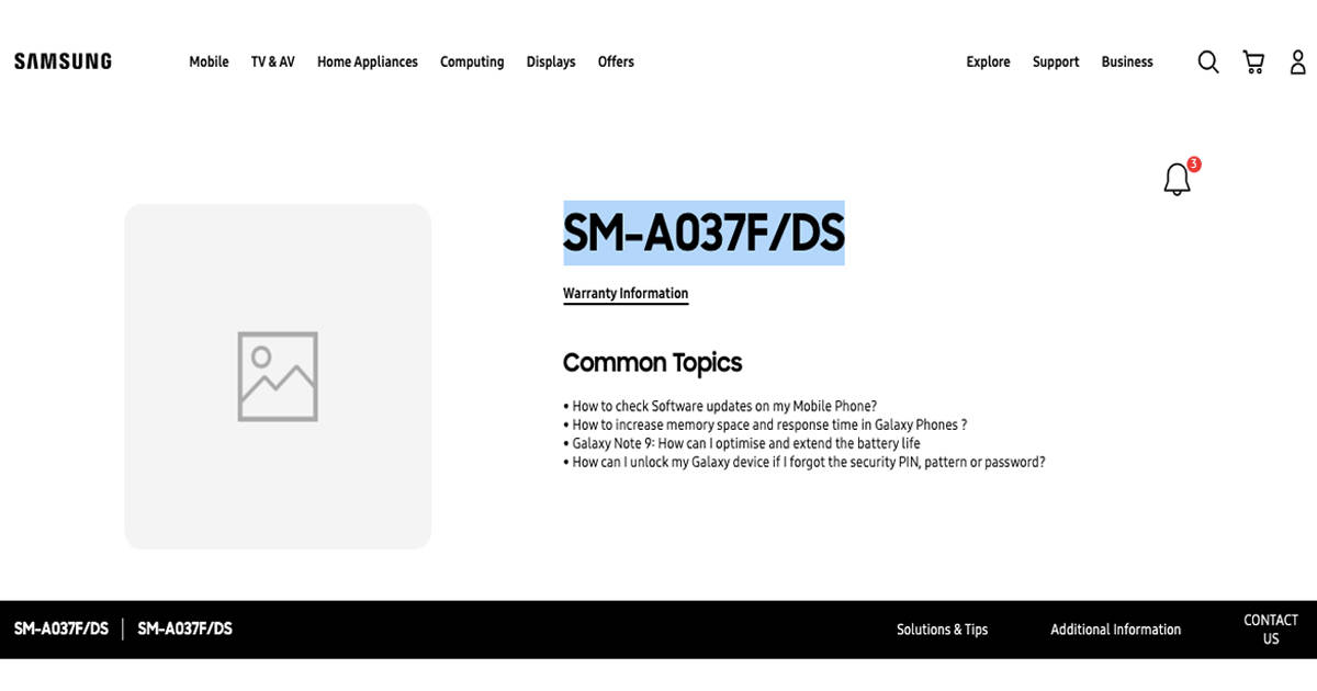 Samsung Galaxy A03s Support Page live in India launch soon