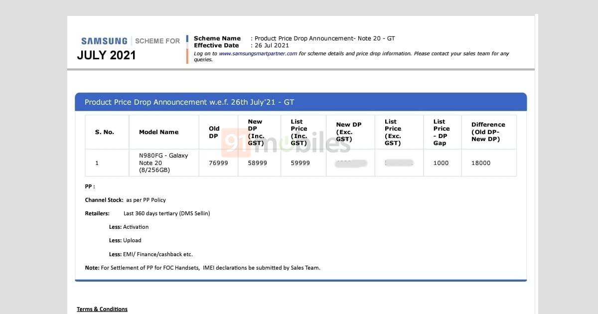 Samsung Galaxy Note 20 massive price drop in india of rs 18,000 sale offer