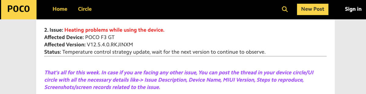 Gaming Phone POCO F3 GT Heating problems while using the device