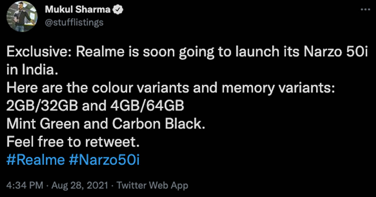 Low budget phone Realme Narzo 50i india launch under price rs 7000