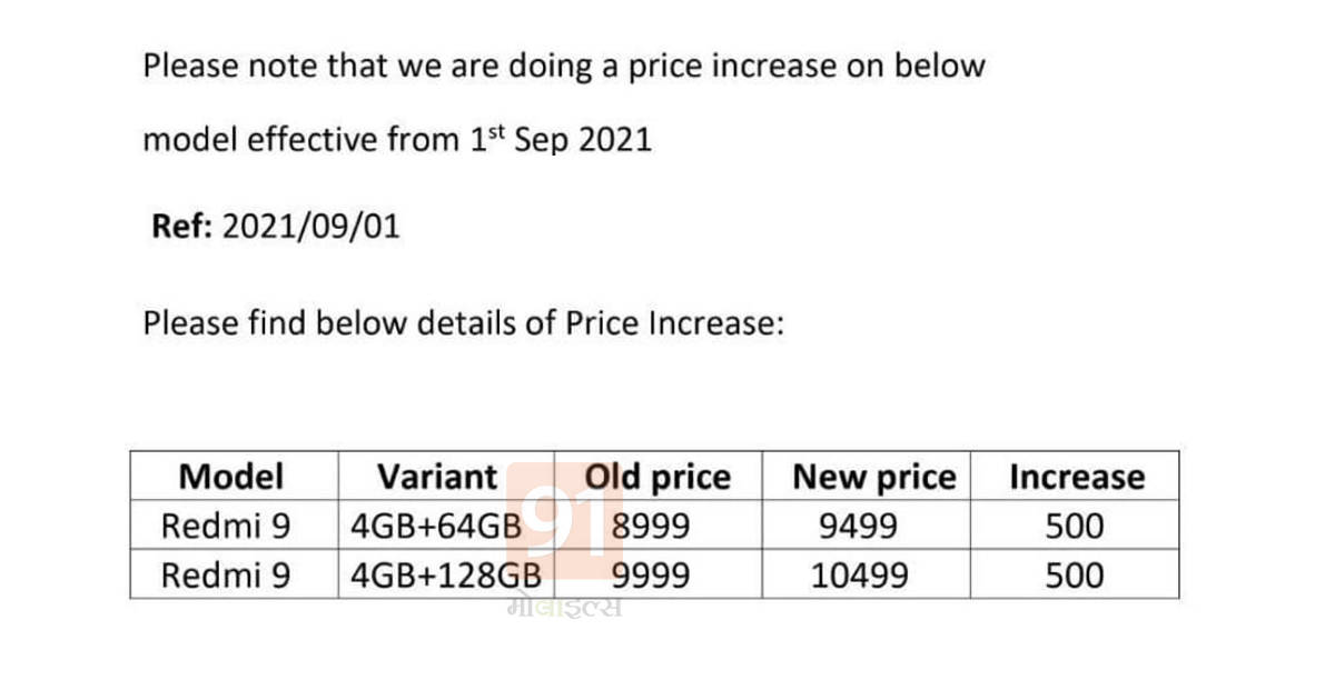 Xiaomi phone price hike in india Redmi 9 smartphone increase by rs 500
