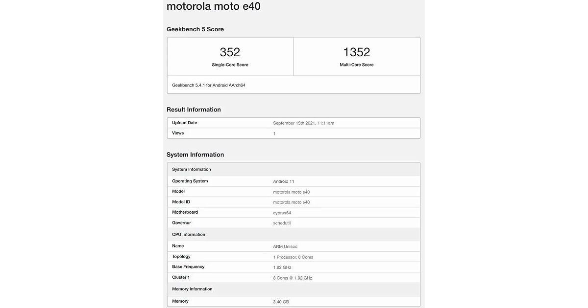 Motorola Moto E40 launch soon specs leaked on geekbench