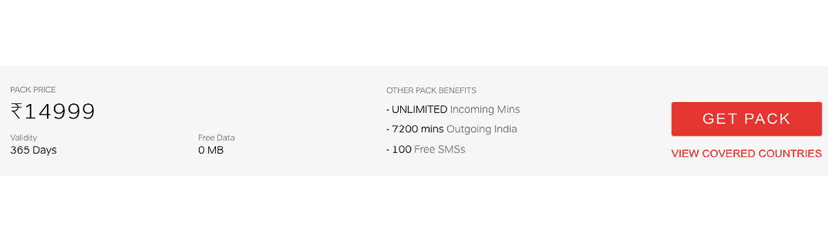 airtel international plan roaming recharge pack for 365 days rs 14999