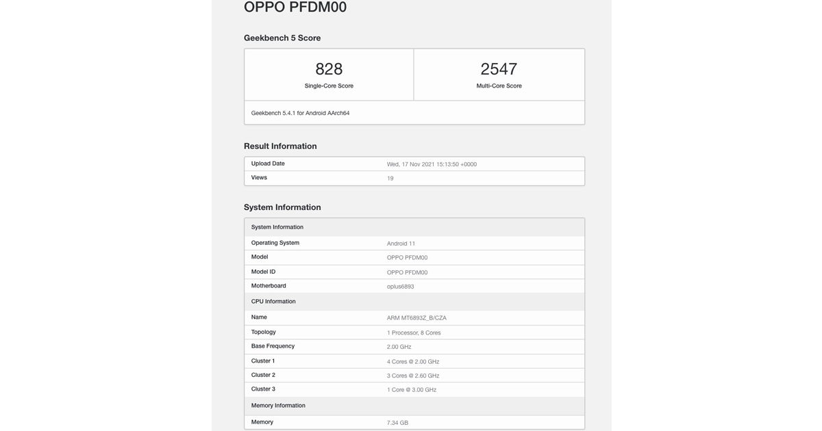 OPPO Reno7 Pro Geekbench listing with 8GB RAM Dimensity 1200 specs price