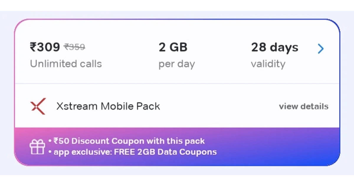 Airtel giving Rs 50 discount on 359 and 599 rupee daily data recharge plans 