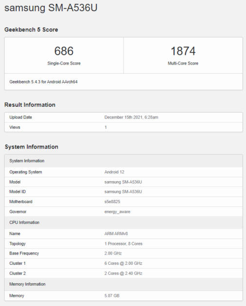 Samsung Galaxy A53 5G listed in geekbench specs leaked with android 12