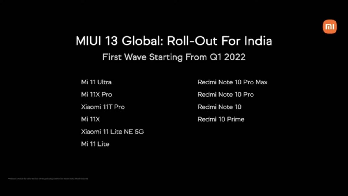 MIUI 13 rollout schedule