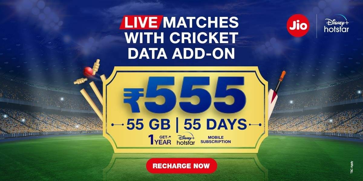 Reliance Jio mobile recharge plan rs 555 Offer data benefits Tata IPL 2022 watch free
