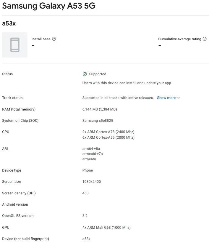 samsung-galaxy-a53-5g-google-play-console