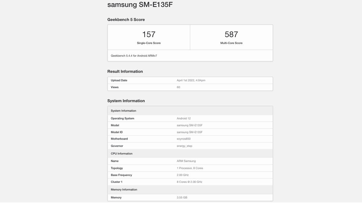 4gb ram phone Samsung Galaxy F13 listed on geekbench with specs launch soon