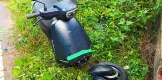 ola s1 pro electric scooter front suspension breaks low speed see photos