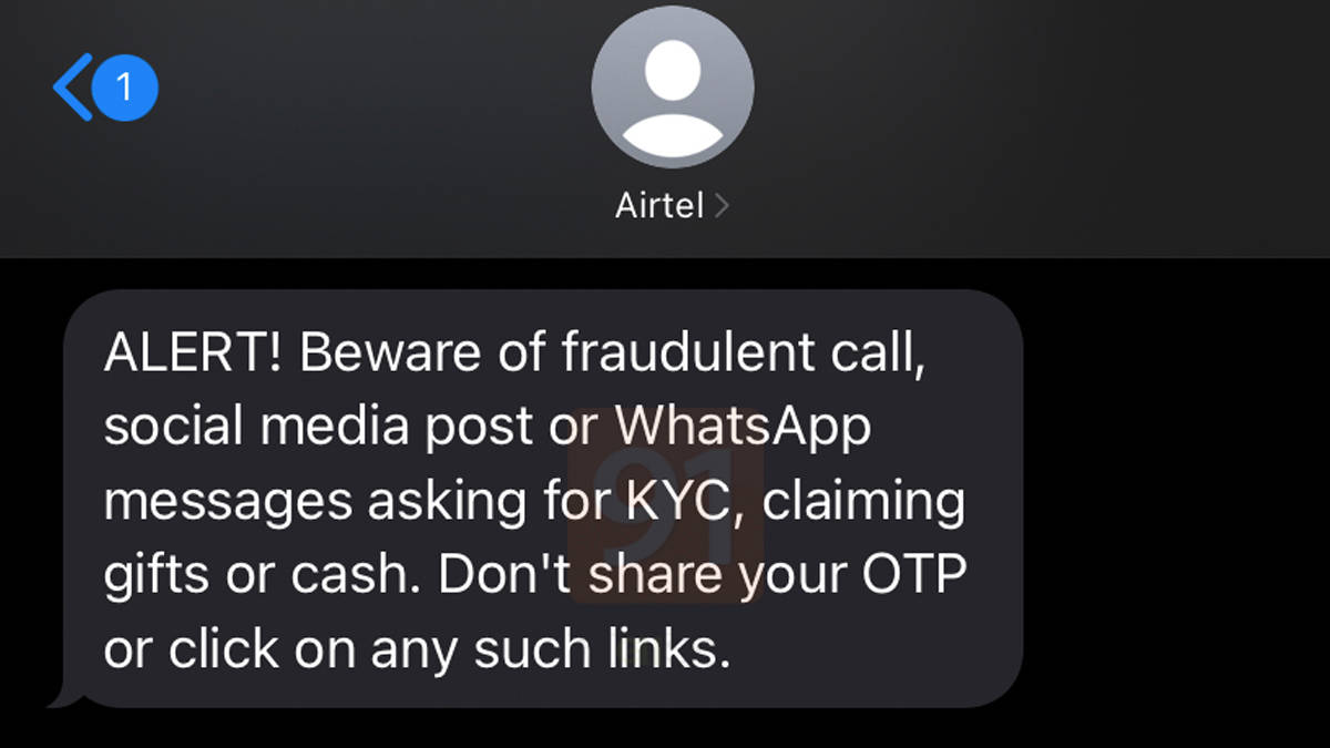 airtel users kyc fraud scam messages