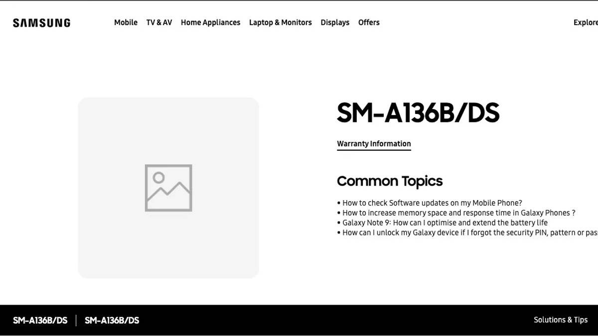 Samsung Galaxy A13 5G Support Page Goes Live