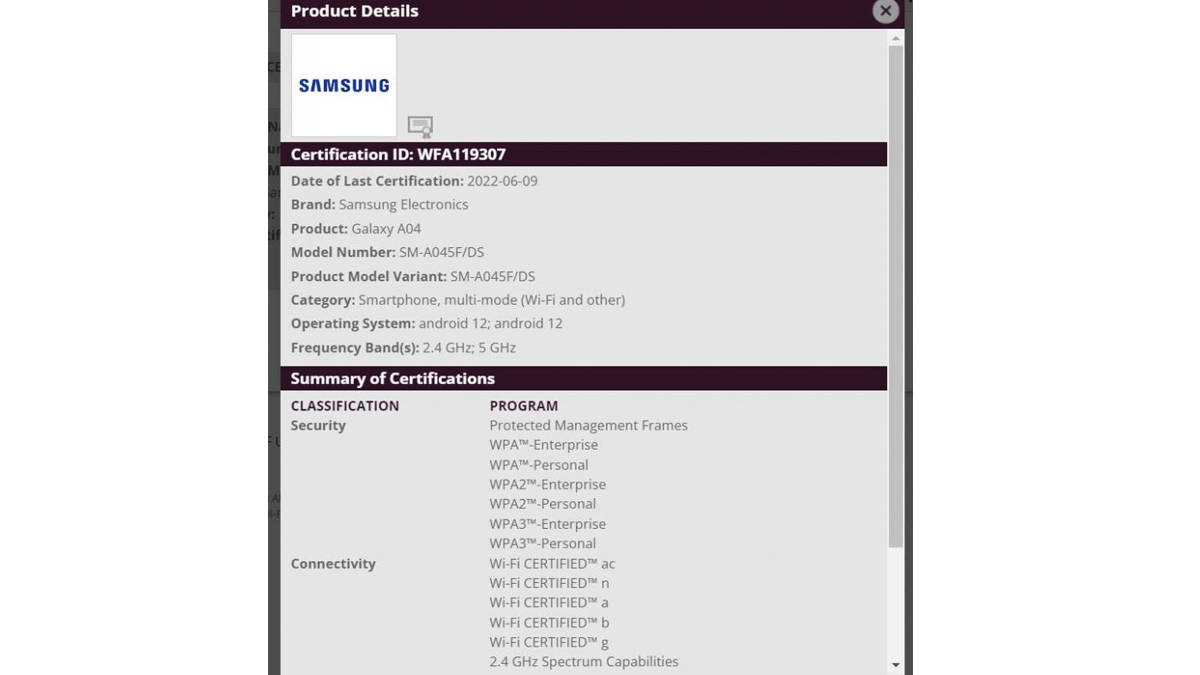Samsung Galaxy A04 Specification Feature Price Leak