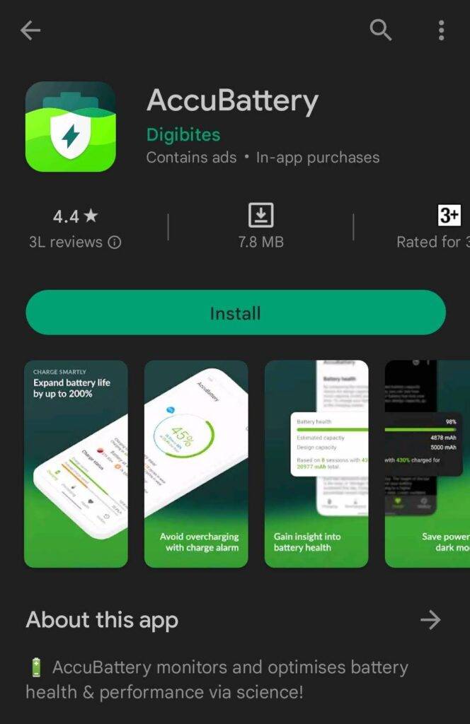 Android Smartphone Battery Health Check